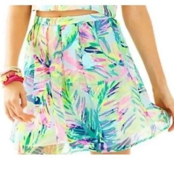 LILLY PULITZER Pleated Skirt Island Time HILAH Printed Mesh - Picture 1 of 5